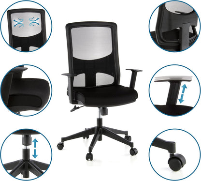 hjh OFFICE Lavita 653100 Ergonomische Bureaustoel, 44 x 57 x 113 cm (L x B x H), Zwart