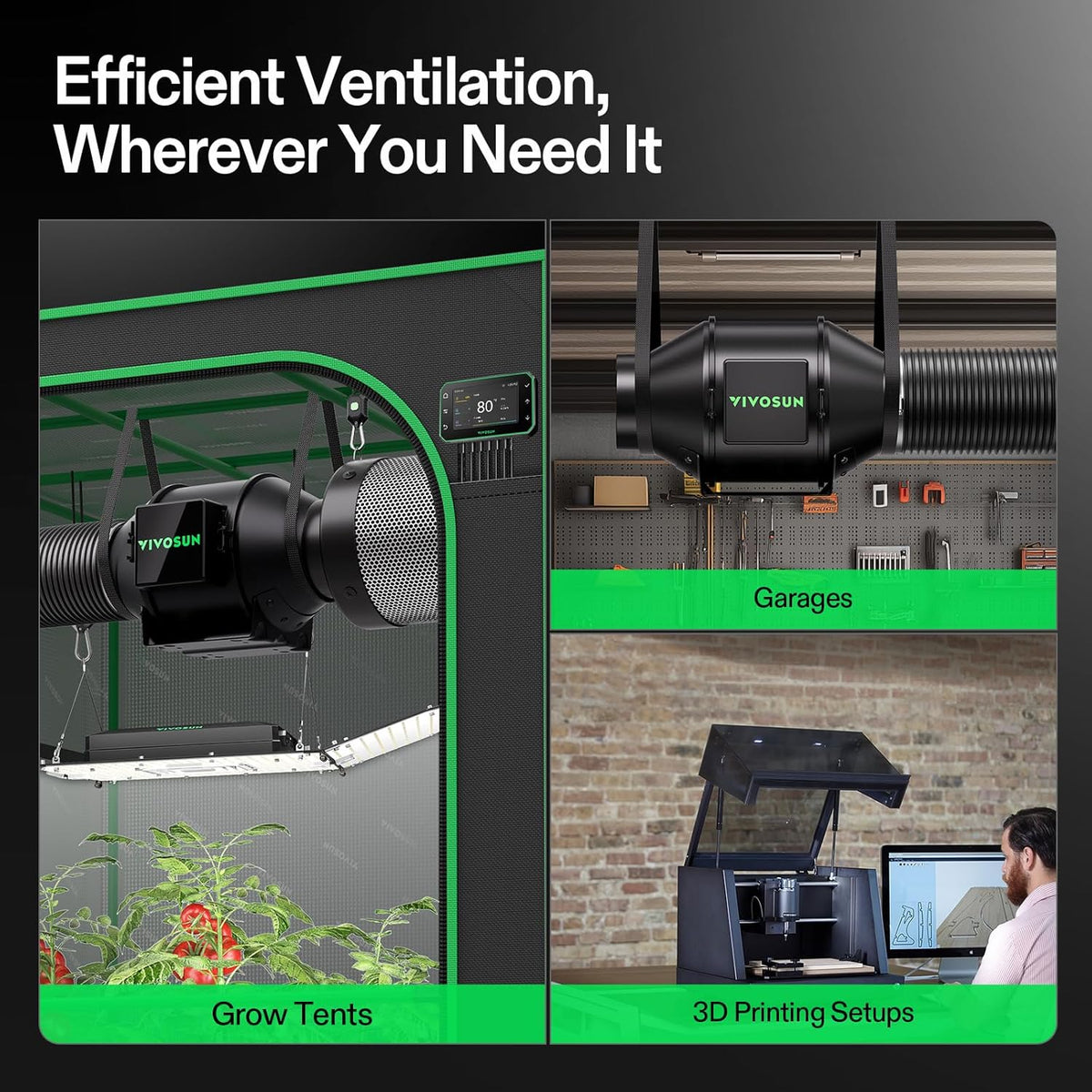 VIVOSUN AeroZesh G4 Pro G4 Smart Air Filter Kit 10,2 cm - GrowHub E42A Inline Duct Fan - WiFi Controller - Koolstoffilter en kanalen - Koel- en koelsysteem