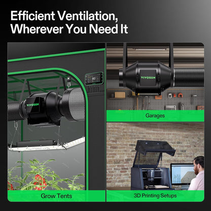 VIVOSUN AeroZesh G4 Pro G4 Smart Air Filter Kit 10,2 cm - GrowHub E42A Inline Duct Fan - WiFi Controller - Koolstoffilter en kanalen - Koel- en koelsysteem