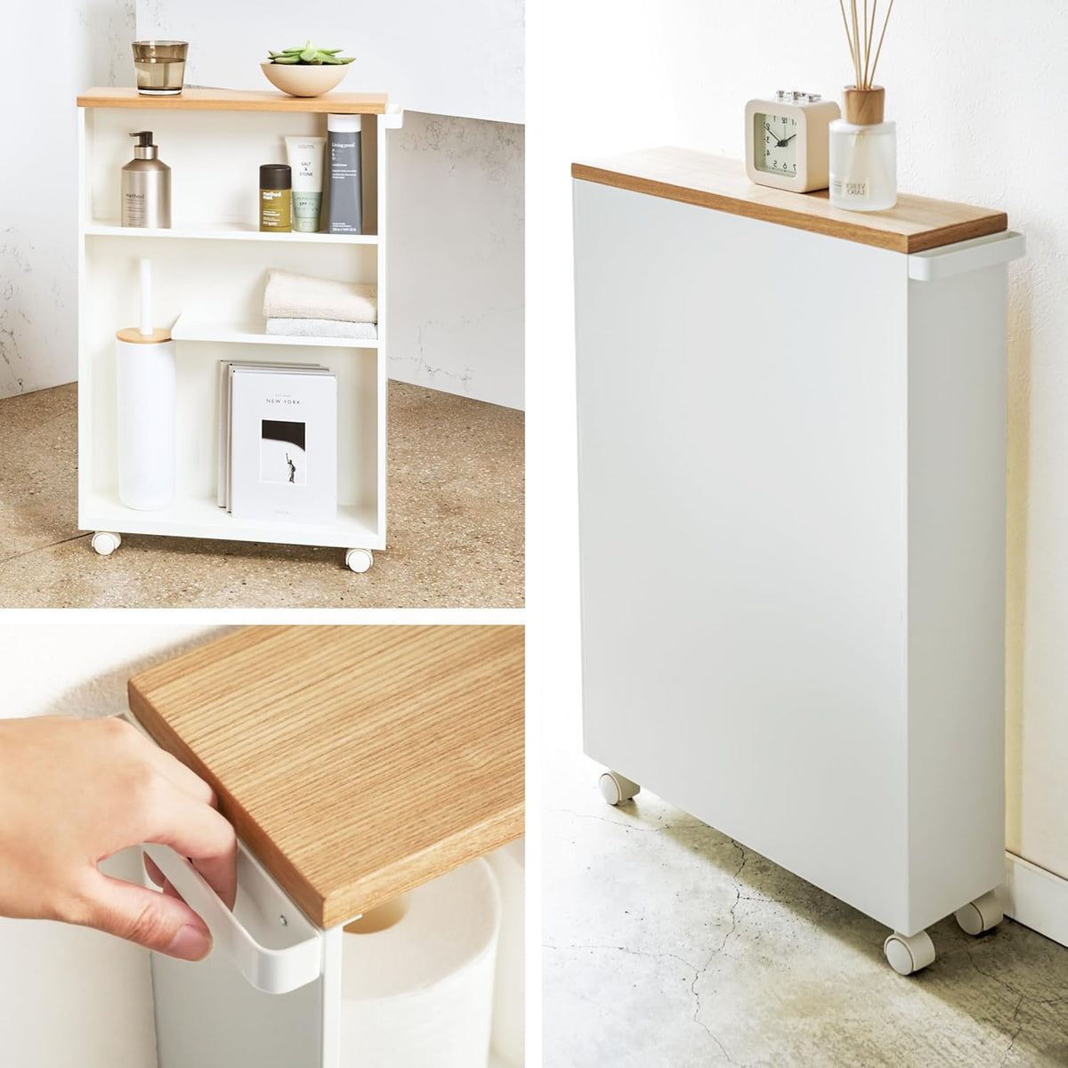 YAMAZAKI Halfgesloten opbergwagen - Tower - wit