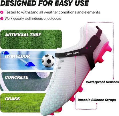 Playermaker Smart Football Tracker for Cleats, 25+ Technical & Physical Football Training Metrics, 12 Month Access to Playermaker Technology App Included, Next-Level Precision Beyond GPS Trackers