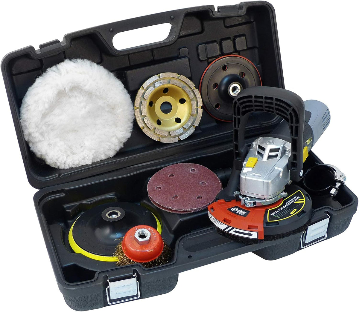 Fartools PMF1300 1400 W 5-in-1 multi-materiaal oppervlaktemachine: schuren (hout/gips), strippen, polijsten, slijpen en betonvlakken - variabele snelheid