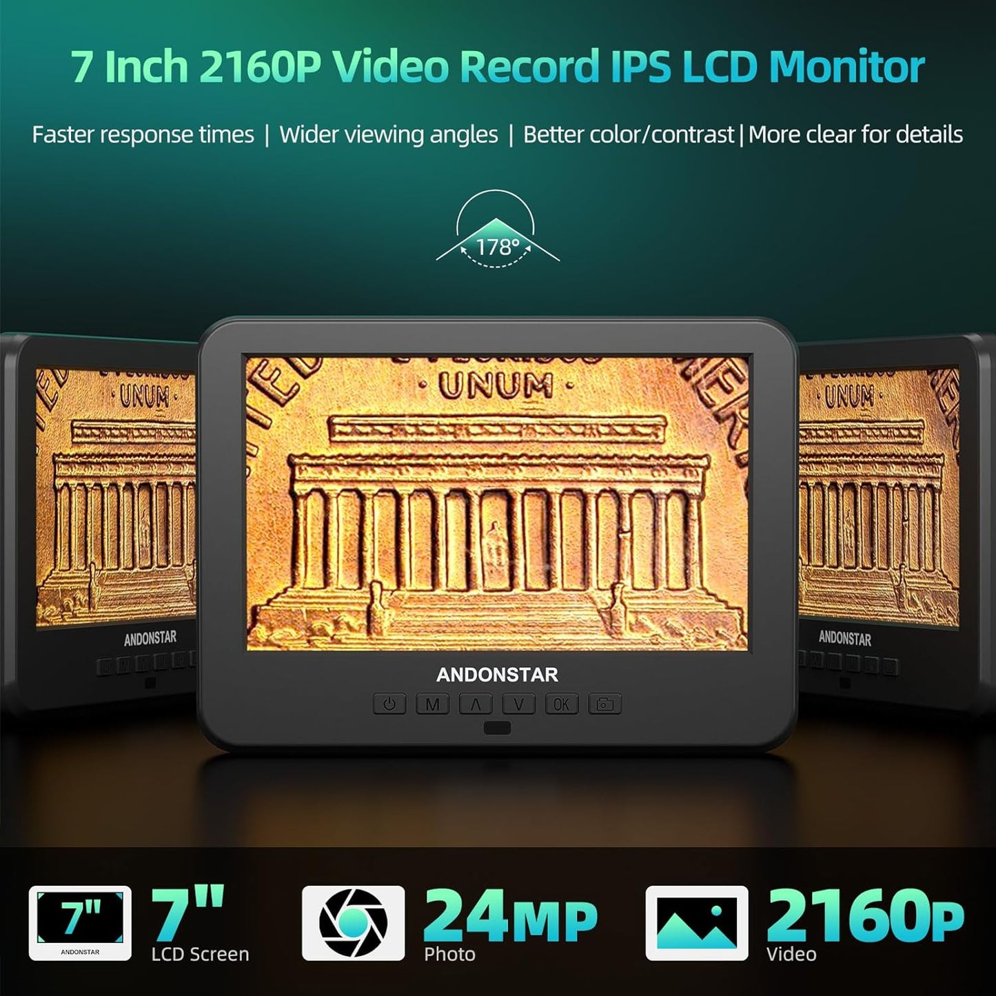 Andonstar AD246S-M Plus Digitale lasmicroscoop HDMI 7 inch 2000 x 3 lenzen 2160P UHD video-opname soldeerstation