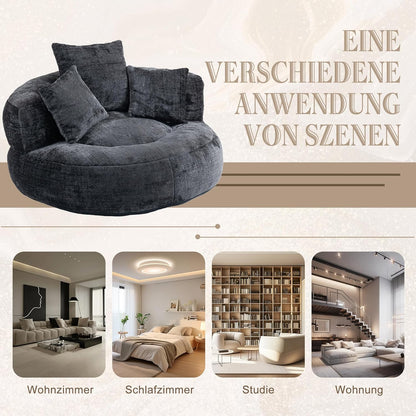 Lazy Sofa Durable Comfort Lounger zitzak met hoge rug, met drie kussens voor volwassenen en kinderen, binnen en buiten, single gamingbank, stoel voor slaapkamer, kantoor - QUORE