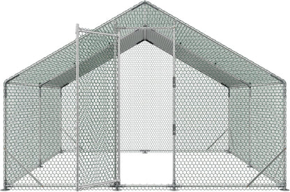 VEVOR Grote metalen kippenhok, 3 x 3 x 2 m, kippenhok met waterdichte afdekking en robuuste structuur, kooi voor gevogelte, met dak, eendenhok, konijn