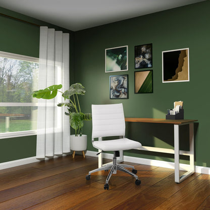 hjh OFFICE 720003 professionele bureaustoel TRISHA kunstleer wit moderne draaistoel zonder armleuningen, gewatteerde bekleding