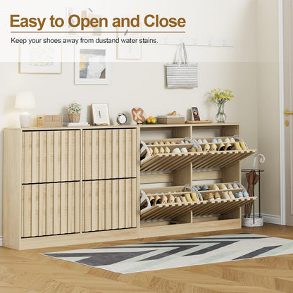 Schoenenkast – Schoenenopberger – Schoenentil – Opbergkast – Halmeubel – Verstelbare Plank – Natuurlijke MDF Afwerking – 102 x 24 x 86,5 cm