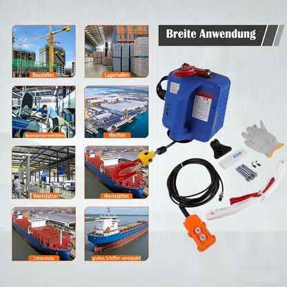 Elektrische lier met draadloze afstandsbediening, 500 kg, heftoestellen, 7,6 m, maximale hefhoogte: 4,8 m/min, draadkabel 6 mm x 7,6 m, 230 V, 1500 W Hopzty