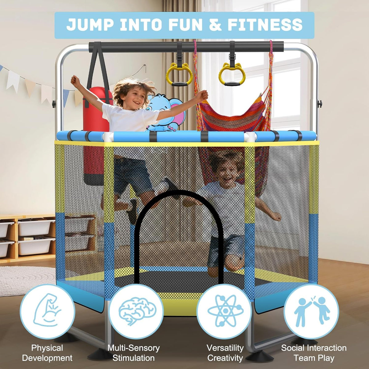 trampoline outdoor blauw