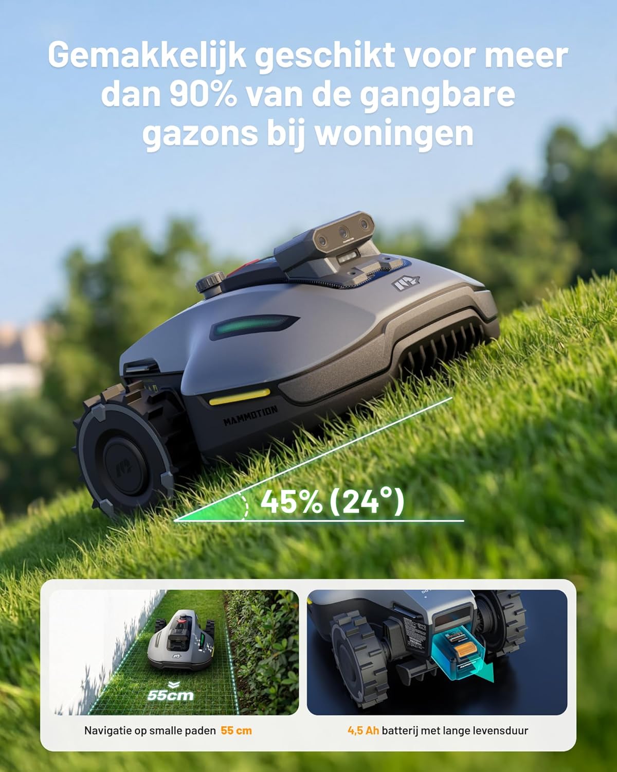 Robotmaaier – Automatische Grasmaaier – Gazonmaaier – Robot Grasmaaier – Tuinmaaier – Drievoudige Camera AI Navigatie – Geschikt Tot 500 m² Gazon