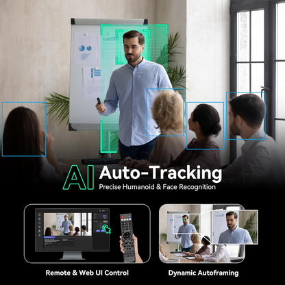 Tenveo 4K PTZ Conference Camera met Bluetooth Speaker System 2 Uitbreidingsmicrofoons 12X Optische Zoom Groothoeklens Werkt met Zoom Skype Teams