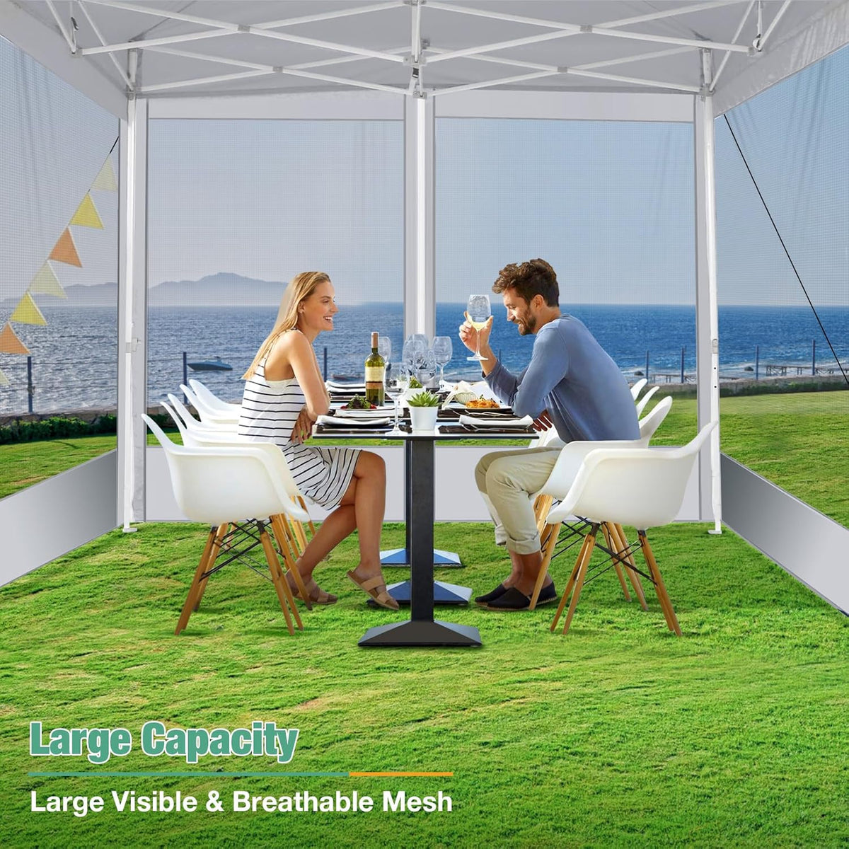 COBIZI Canopy Tent 10x10 Heavy Duty pop-up luifel met zijwanden waterdicht, eenvoudig op te zetten tuinhuisje met klamboe, outdoor mesh schermtenten voor feesten bruiloft feest met draagtas, wit