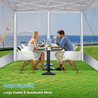 COBIZI Canopy Tent 10x10 Heavy Duty pop-up luifel met zijwanden waterdicht, eenvoudig op te zetten tuinhuisje met klamboe, outdoor mesh schermtenten voor feesten bruiloft feest met draagtas, wit