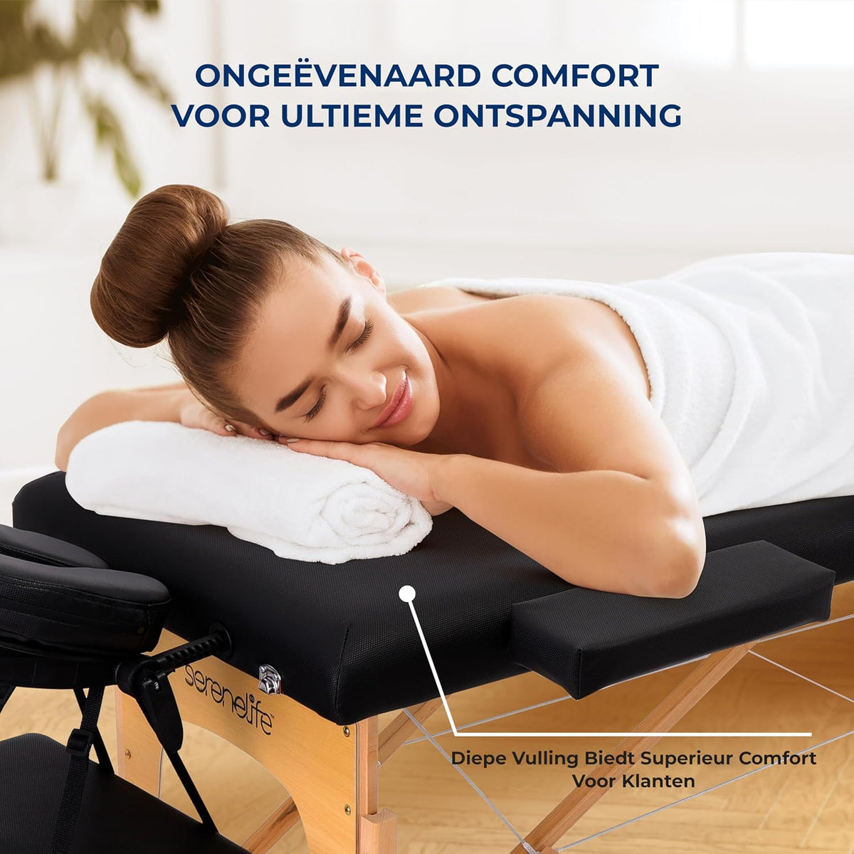 SereneLife Table Massage, Portable, Foldable, Professional, 3 Sections, Adjustable Height, Transport Bag - QUORE
