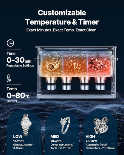 Ultrasone Reiniger – Ultrasoon Reinigingsapparaat – Sieradenreiniger – Industriële Reinigingsmachine – Digitale Ultrasoonreiniger – 30 Liter Inhoud – 40kHz & 480W Vermogen