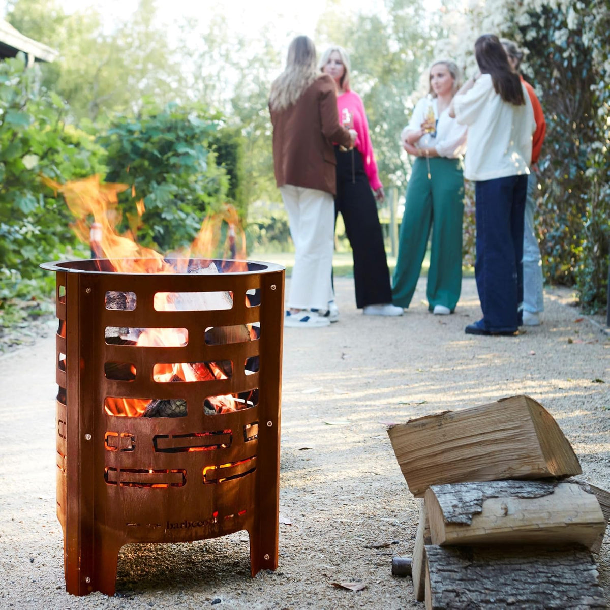 Barbecook vuurkorf Jules met asopvangbak voorgeroest cortenstaal, vuurkorf bbq buiten, 43x56cm