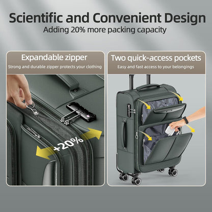 SHOWKOO Kofferset 3 Delige Stoffen Koffer Set Uitbreidbare Lichtgewicht Reiskoffers met Wieltjes Hand Bagagesets met TSA Slot en 4 Wielen