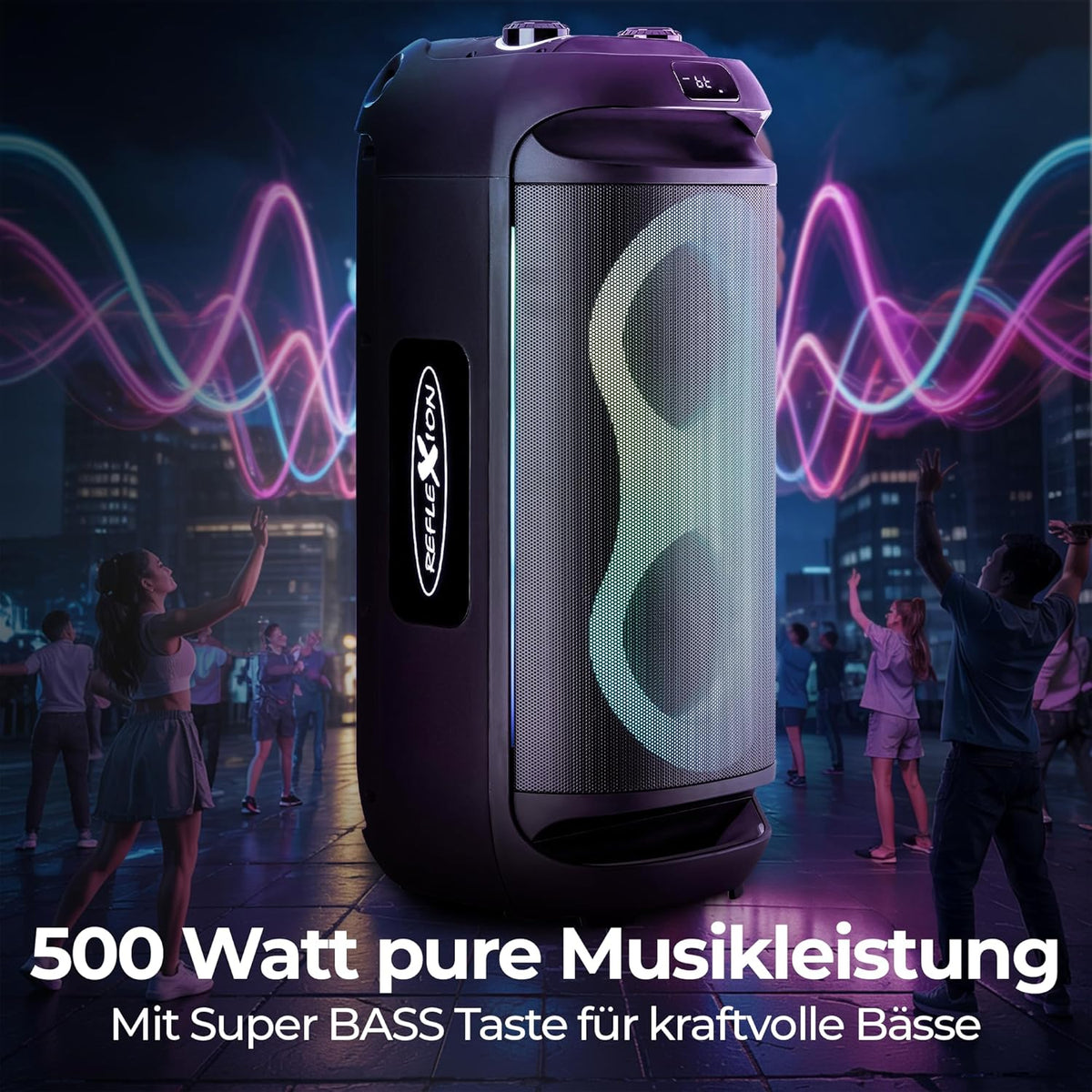 Mobiele Party Speaker Met Microfoon – Bluetooth Speaker – Karaoke Speaker – DJ Speaker – Muziekbox – 500 W – 10 Uur Batterijduur