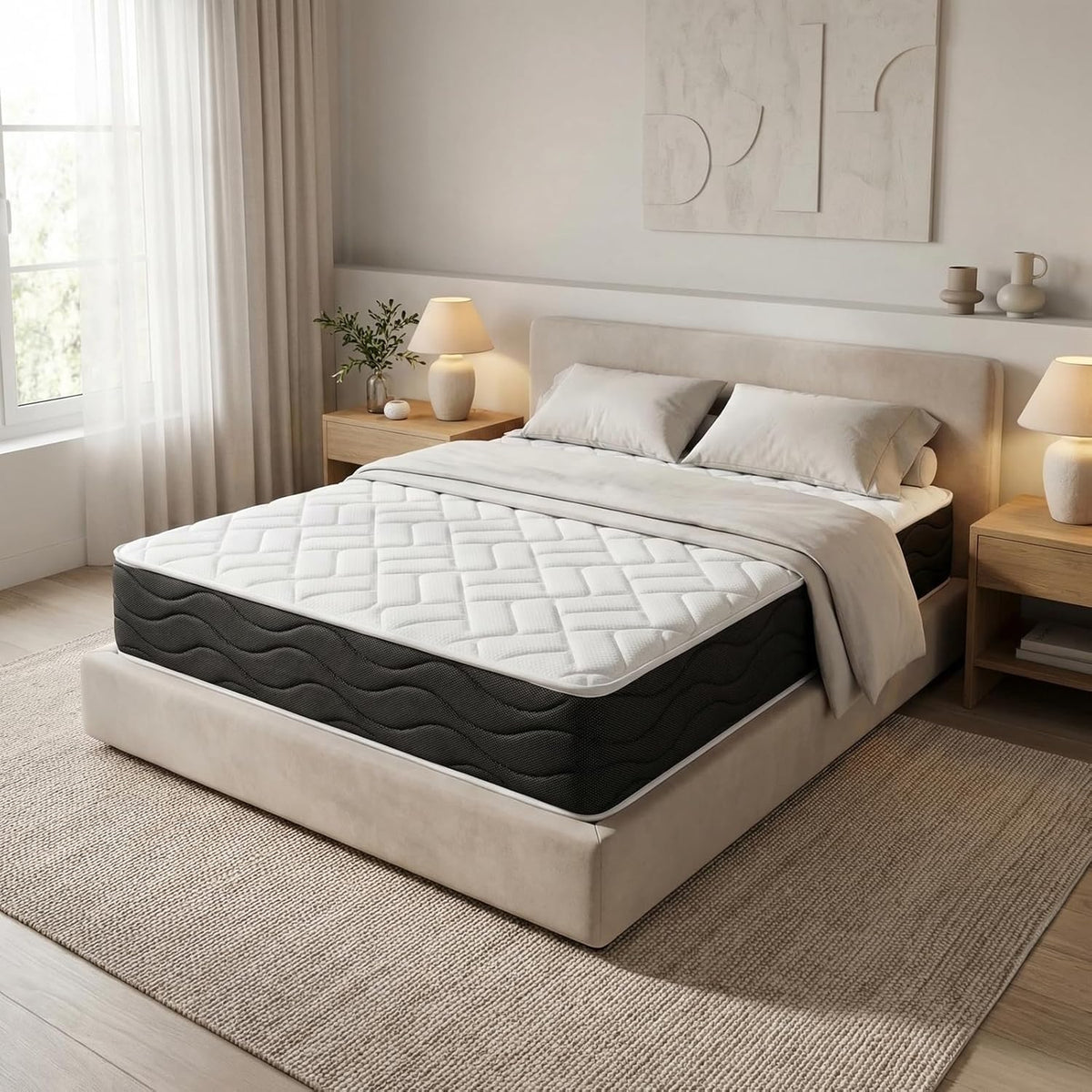 Somnia Descanso - Visco-elastische matras Bombay omkeerbaar, ergonomisch, optimaal comfort en hardheid, dikte 25 cm, mijtdicht, antibacterieel en hypoallergeen, 160 x 200 cm