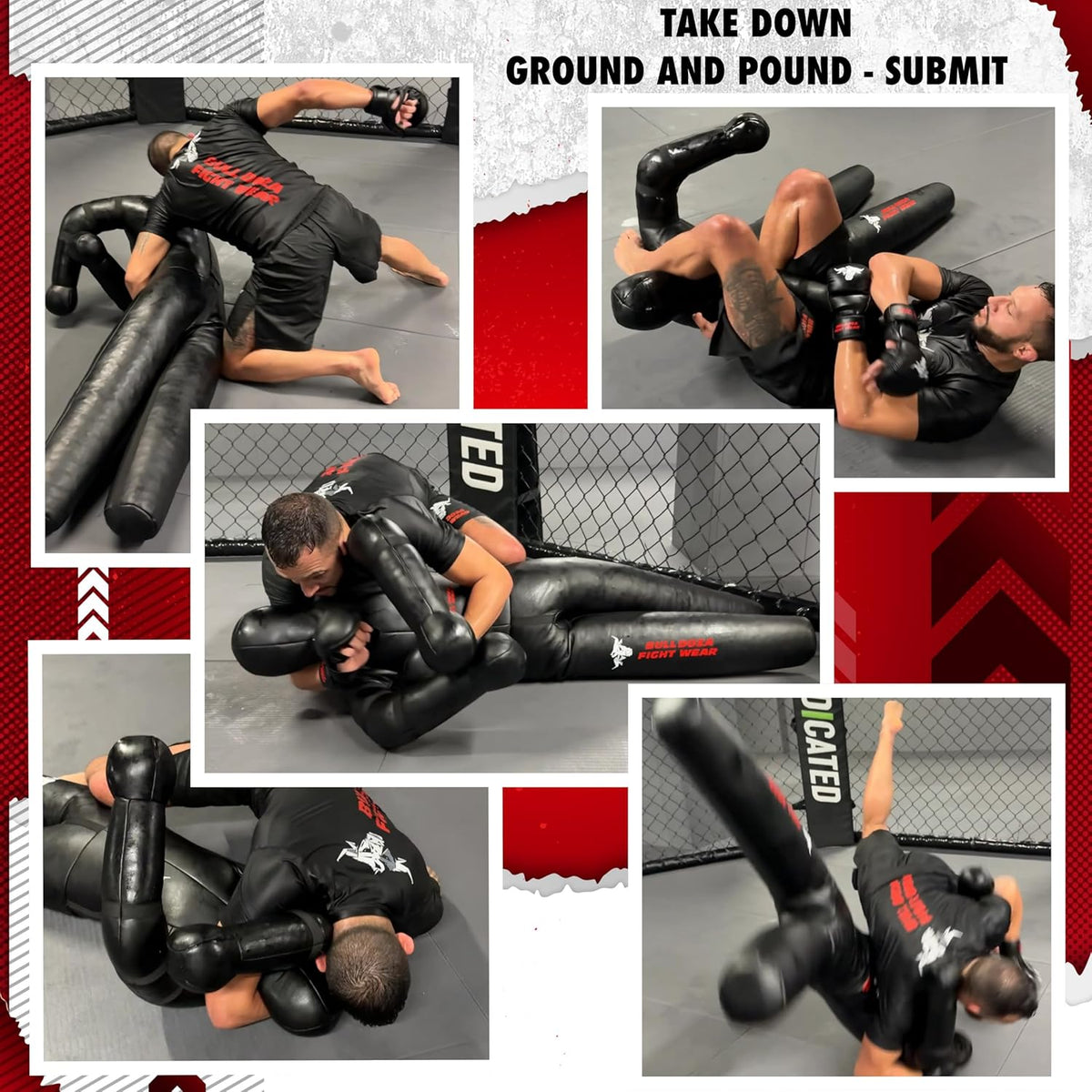 BULL DOZA FIGHT WEAR Zelf vulbare fopspeen van 152 cm - Jiu-Jitsu Dummy voor geavanceerde BJJ, worstelen, judo, grond en pond en MMA-training