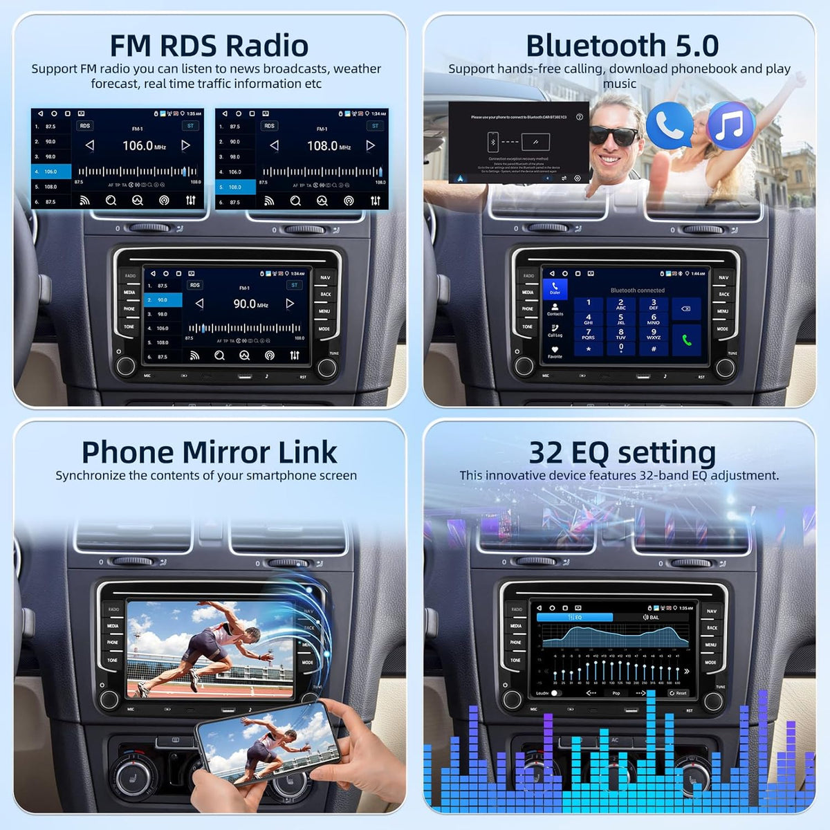 Autoradio – Auto Stereo – Multimedia Speler – Navigatiesysteem – Touchscreen Radio – 7 Inch HD Scherm – Draadloze CarPlay & Android Auto