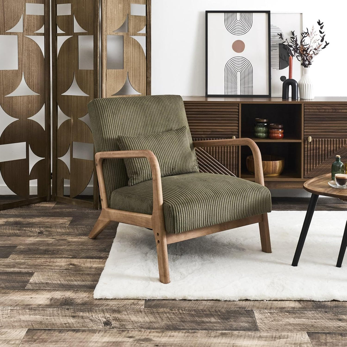 HOME DECO FACTORY, HD0531, Moderne groene velvet fauteuil voor in de woonkamer, ergonomisch ontwerp voor optimaal comfort, ideaal voor ontspanning en lezen, afmetingen 64,5x75x83 cm, groene kleur