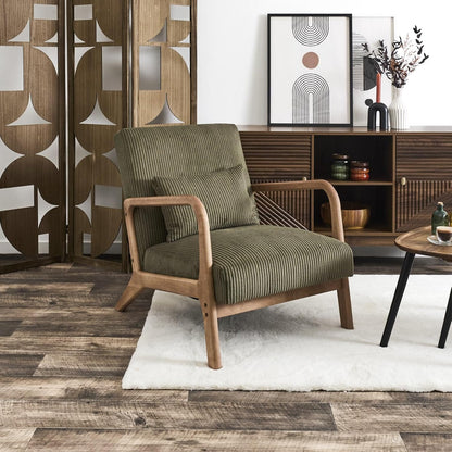 HOME DECO FACTORY, HD0531, Moderne groene velvet fauteuil voor in de woonkamer, ergonomisch ontwerp voor optimaal comfort, ideaal voor ontspanning en lezen, afmetingen 64,5x75x83 cm, groene kleur