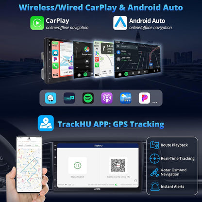2-DIN Android Autoradio – Auto Multimedia Speler – Navigatiesysteem – Touchscreen Radio – Bluetooth Stereo – 7 Inch Full Laminaat Scherm – Draadloze CarPlay & Android Auto