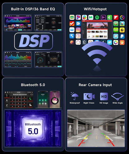 【4+64G】Podofo 8-Core Android 13 Autoradio Draadloze Carplay Android Auto Bluetooth met 7"Touchscreen, Radio RDS/FM met Wifi/GPS Navi+AHD Back up Camera DSP/HiFi