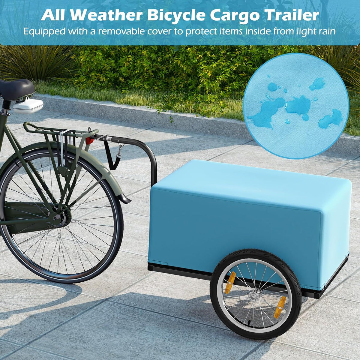 FANTASK Fietsaanhanger tot 60 kg, inklapbaar, met afdekking, koppeling en reflectoren, zwart