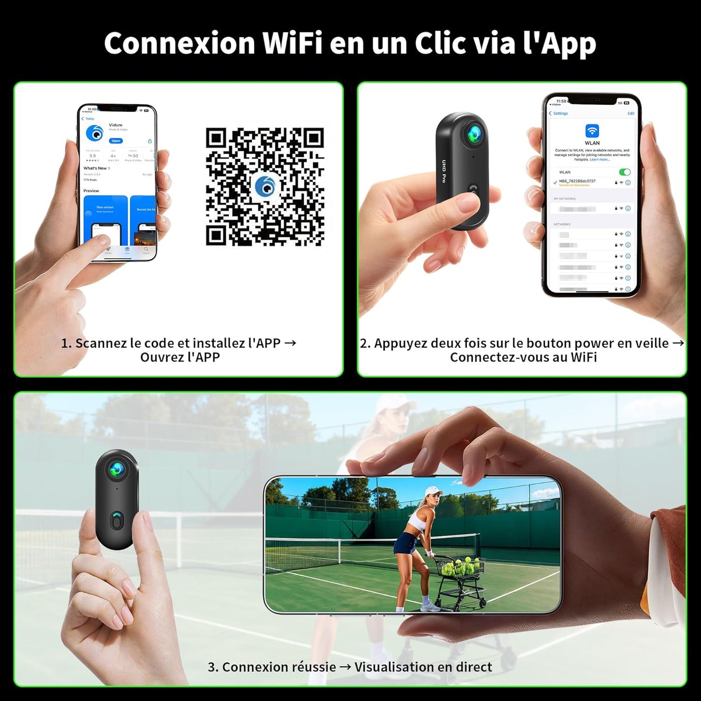 Mini-sportcamera, 4 K, mini-actiecamera, wifi, draagbare vlogcamera, POV-camcorder voor buitensporten, 360° bodycam, camera voor fietshelm, multifunctionele accessoires