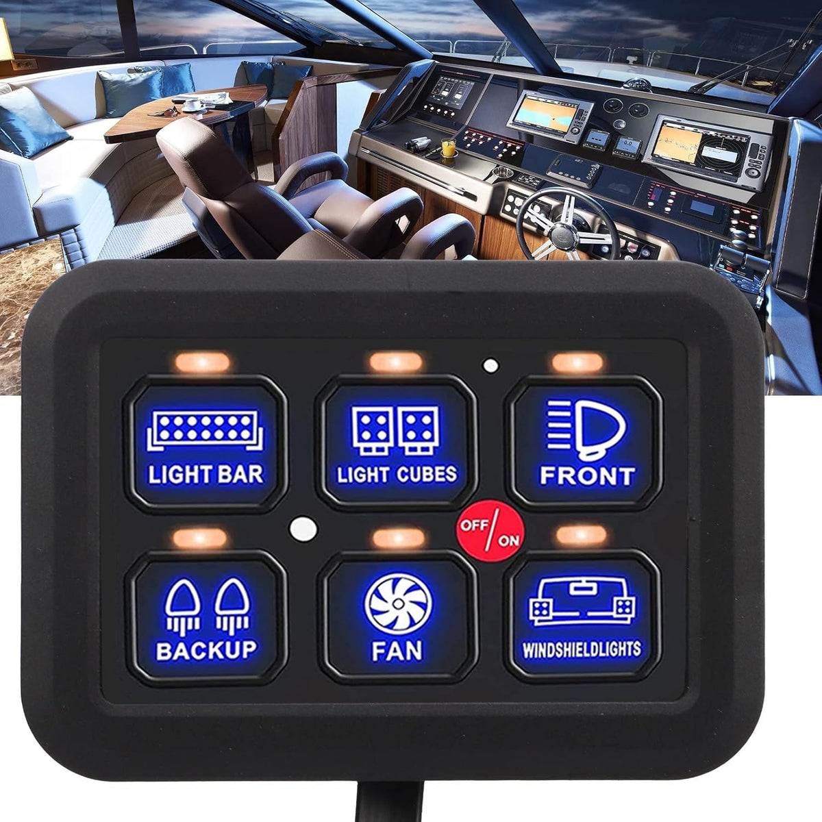 6 Gang Schakelpaneel, Automatisch Dimbaar LED Aan Uit Auto Schakelpaneel LED Touch Control Panel Univesal voor Truck Boot Off Road Voertuig ATV UTV SUV Bus
