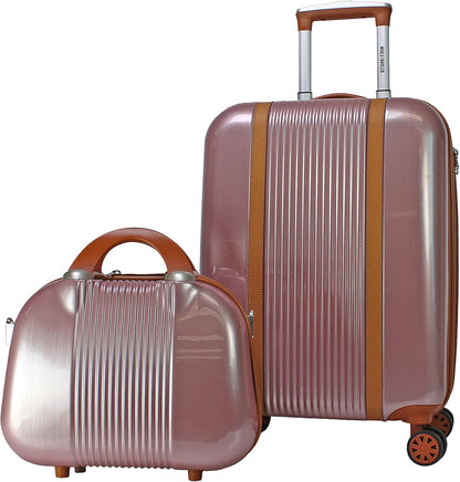 World Traveler Classique 2-Piece Carry-On Lightweight Hardside Polycarbonate Spinner Expandable Luggage Set, Rose Gold, One Size