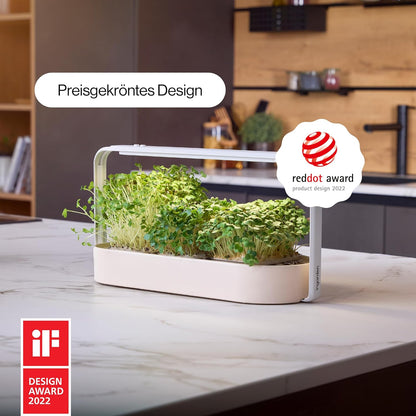 Smart Garden Starter Set - Indoor LED Groenbak - 12 Biologische Zaadpads - Oceaanplastic Wit - Scandinavisch Design - 7 Dag Oogst
