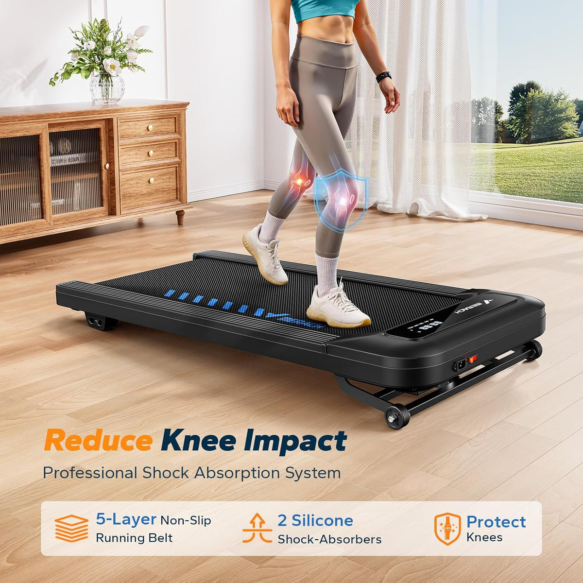 Merach Walking Pad, Treadmill and Walking Pad for Home Use with 9% Automatic Inclination, 1–6km/h, 2.5PK Desk Treadmill for Home and Office, Silent Fitness Device Up to 120KG, APP&Remote Control - QUORE