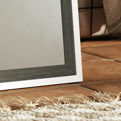 HOMCOM Ganzkörperspiegel 162.5 x 53.5 cm Standspiegel mit Ständer, Wall Mirror für Wohnzimmer, Schlafzimmer, Ankleidungsraum Grau+Weiß - QUORE