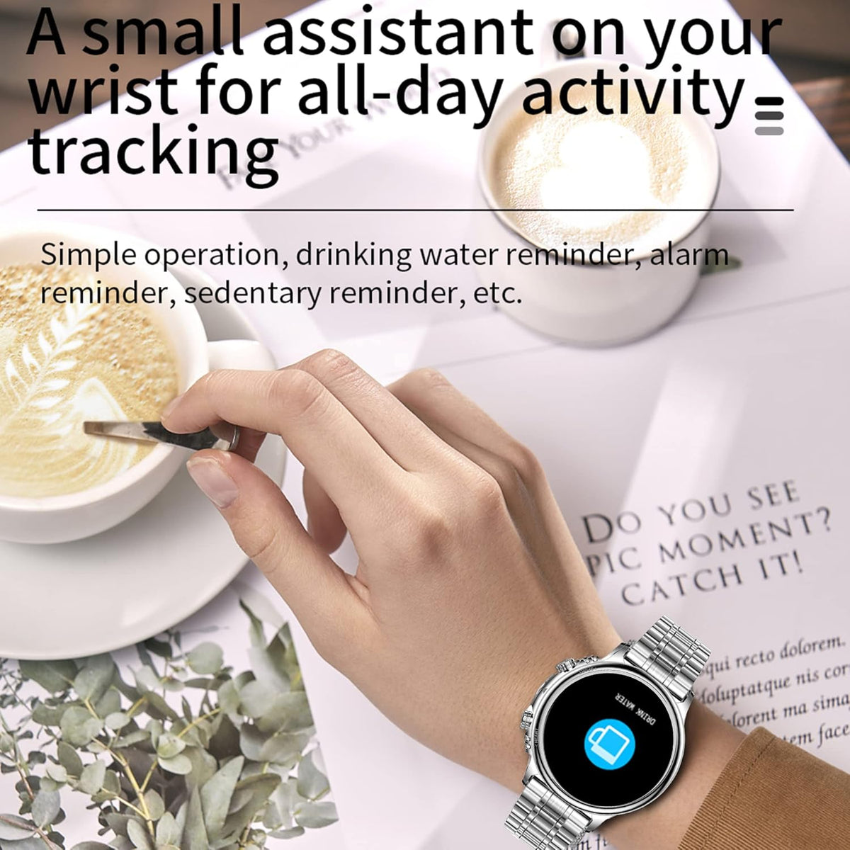 Smartwatch Dames met Bellen/Kiezen via Bluetooth, Smart Watch voor Dames, Slaapmonitor Menstruatie volgen, Calorie Stappenteller Stopwatch Smart Activity-Armband voor Android iOS (Zilver Staal)