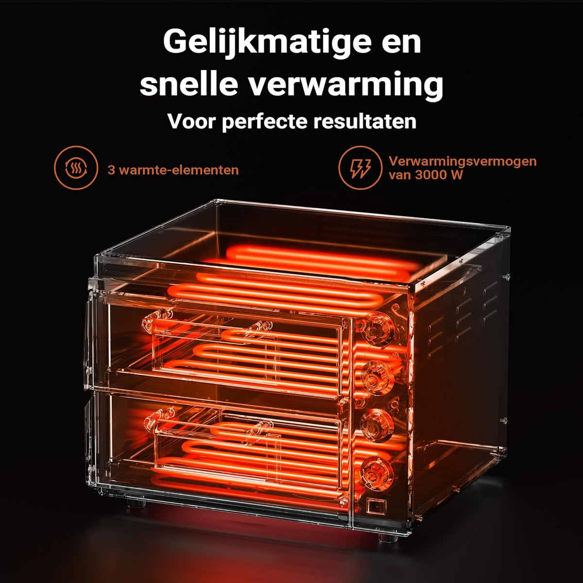 Wiltec pizzaoven met 2 niveaus 3000 W, oven voor pizza's incl. cordieriet pizaasteen, vuursteen voor steenovenpizza's, bakoven vor gerechten en maaltijden, pizzabakoven met twee kijkvensters