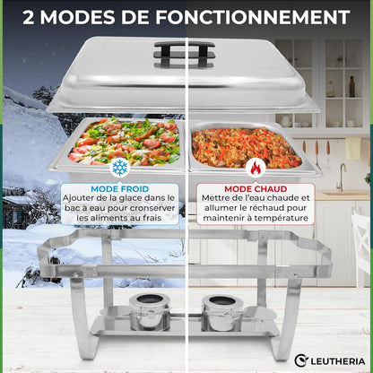 Set van 4 voedselverwarmers – Chafing Dish of warmhoudplaat van roestvrij staal – roestvrij staal SS201