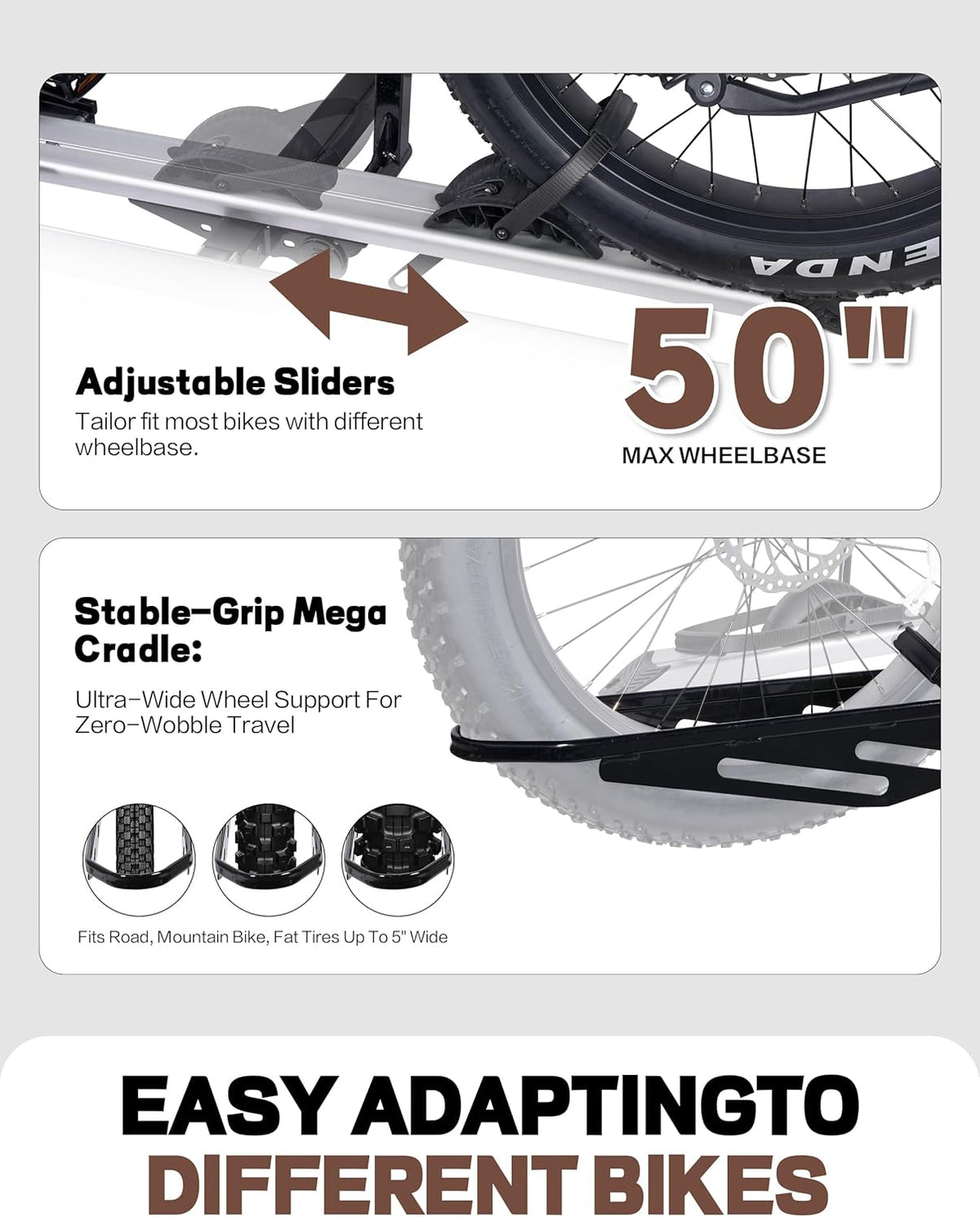 Bicycle Rack Single Ramp for Bikes and E-Bikes, Suitable for Cars, SUVs, Motorhomes, Trailers with 2 Inch Receiver - QUORE
