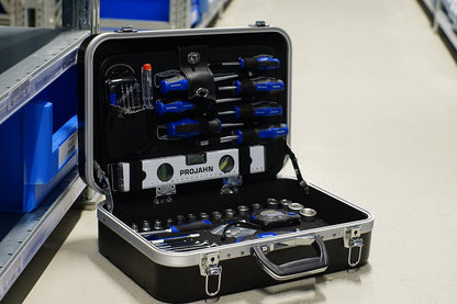 Projahn Proficraft gereedschapskoffer COMPACT 164-dlg. (moerset, ratelset met 6-kant 3/8 inch inzetstukken, incl. schroefbits, ratel 48 tanden, ABS kunststof koffer) 8682