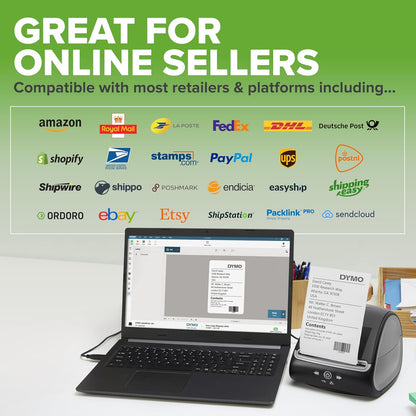 DYMO LabelWriter 5XL labelprinter | Automatische labelherkenning | Prints Extra-Wide Shipping Labels van Amazon, DHL & Meer | Perfect voor e-commerce verkopers | UK 3-polige stekker