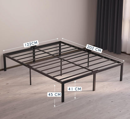 Dreamzie Metalen Bed 120x200 Met Lattenbodem - Bedframe 120x200 Met Poten - Hoogte 45 cm - Stabiel, Eenvoudige Montage, Veel Opbergruimte
