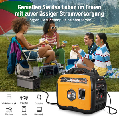 maXpeedingrods Inverter, stroomgenerator, 3500 W, superstil, licht en mobiel, noodstroomaggregaat, stroomgenerator, ECO-modus met 2 x 230 V/2 x USB/1 x 12 V DC stopcontacten voor RV camping festivals