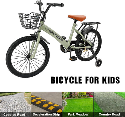 Kinderfiets, 45,7 cm (18 inch), hoogwaardig koolstofstalen frame, verstelbare zitting en stuur, dubbele remmen, geïntegreerde naven, afneembare mand, steunwielen, comfortabel zadel, jongens