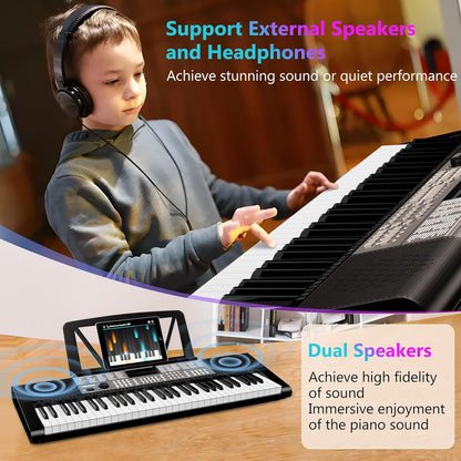 Digitale Piano 61 Toetsen – Keyboard – Elektrische Piano – Pianotoetsenbord – Pianokeyboard – Dubbele Toetsenbordfunctie – 255 Geluiden, 255 Ritmes En 24 Demo’s