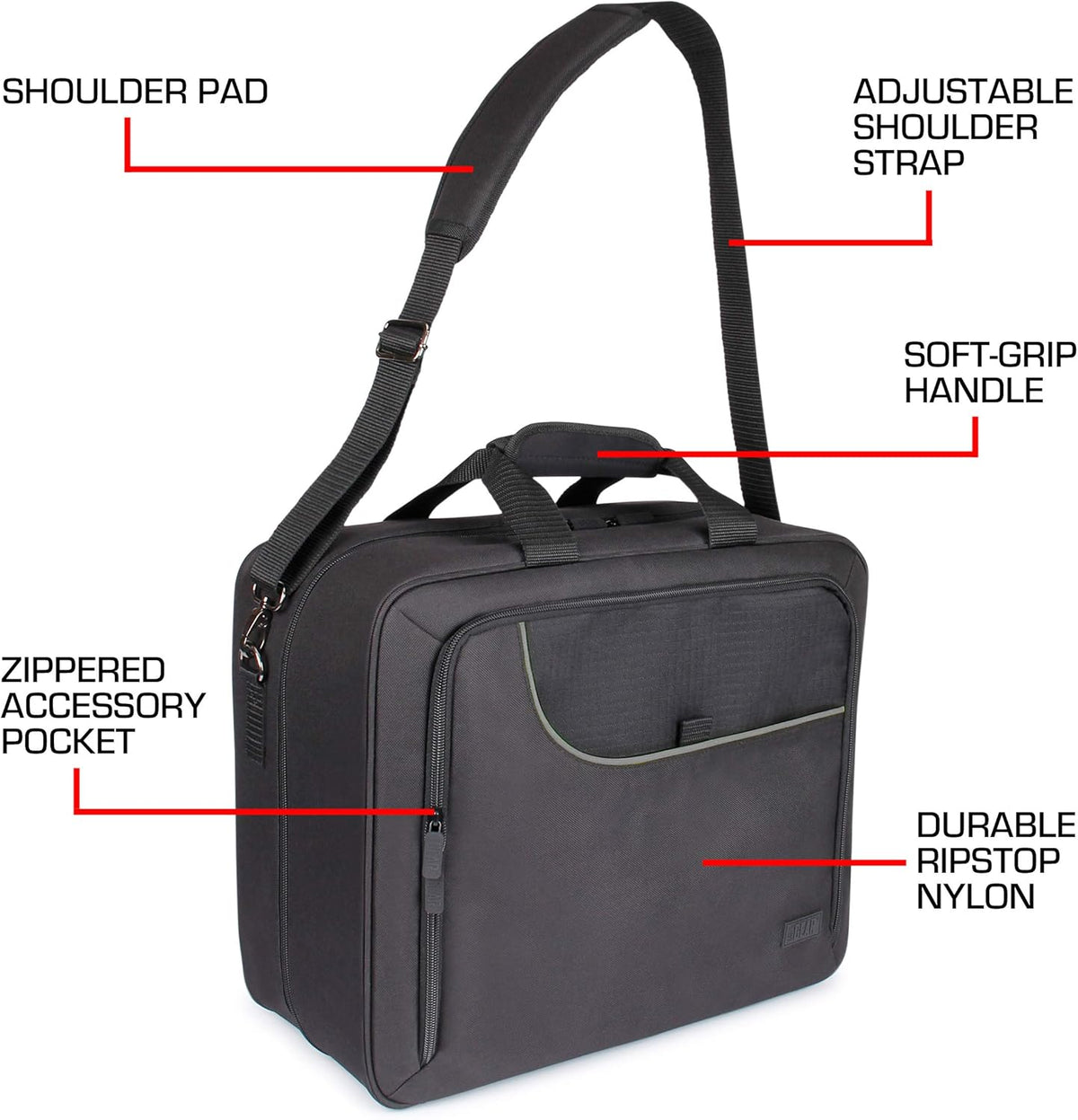 USA Gear XL Magic The Gathering MTG Deck Box Bag Travel Case - Grote MTG-kaart opbergtas met gewatteerde schouderriem, aanpasbare interieur, weerbestendig - past op dekdozen en mouwen kaarten - zwart