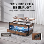 Koffietafel - Table - Coffe table - Living Room Table - Lift Top salontafel - tafel met extra opbergruimte - omklapbare salontafel voor de woonkamer - 39.4in - Bruin - 65.81lbs