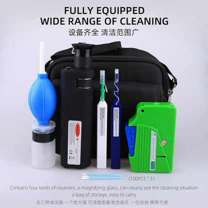FTTH Fiber Optic Cleaning Kit met Fiber Cleaning Cassette voor FC SC ST LC MU Connectors 1.25mm/2.5mm Fiber Cleaner Pen Microscoop 400 Keer Fiber Connector