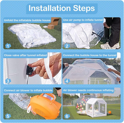 Opblaasbaar balhuis, pvc, transparant, opblaasbare tent met ventilator, opblaasbaar balhuis, iglo-koepel voor bruiloft buiten, verjaardagsfeest (blauw)